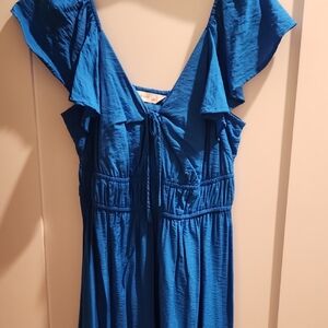 Nine West Vibrant Blue Ruffled Dress Size Medium